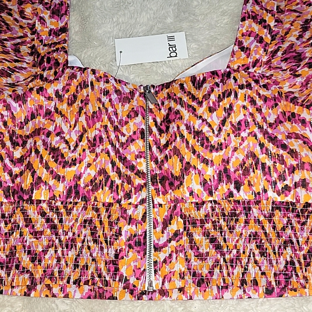 🩷 NWT Bar III Animal Print Crop Top, Sz Large - Picture 5 of 9